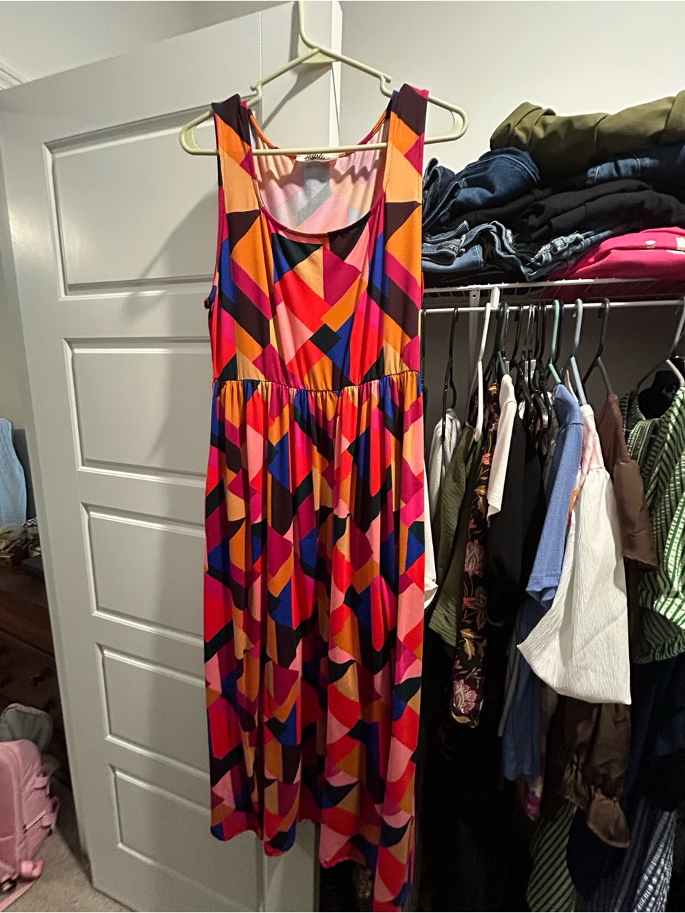 Sleeveless Geometric Print Maxi Dress - Multicolor